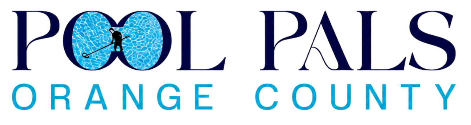 Pool Pals Orange County logo in navy and aqua with a pool water circle