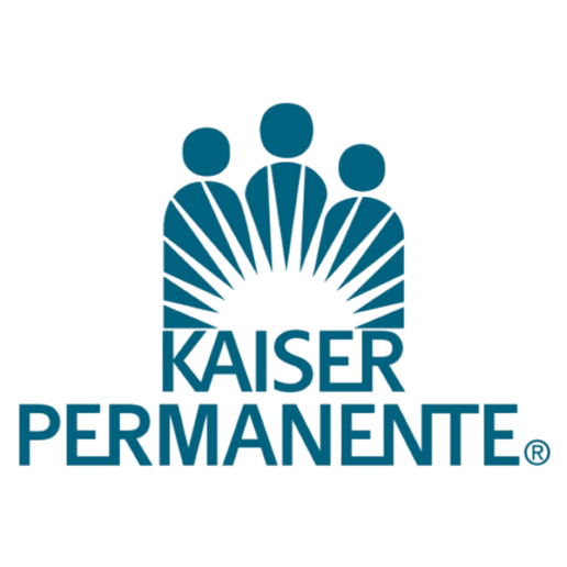 A kaiser permanente logo with three people standing next to each other