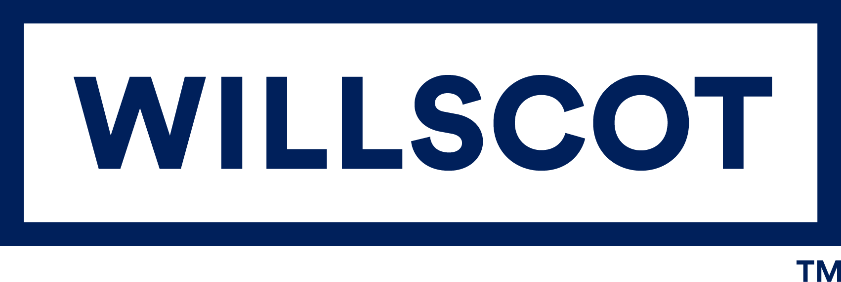 A blue and white logo for willscot tm