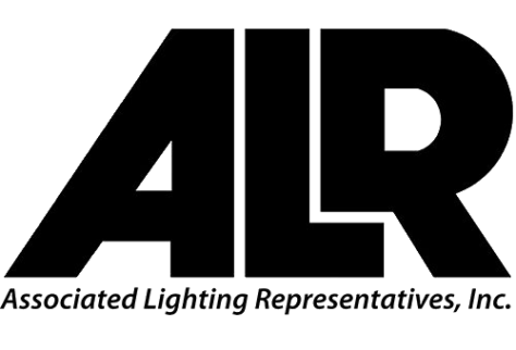 A black and white logo for associated lighting representatives inc.