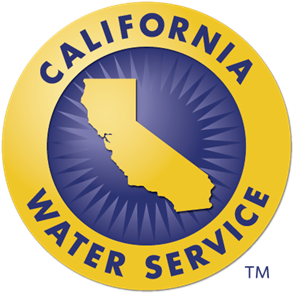 A california water service logo with a map of the state
