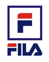 The fila logo is in a blue and red square