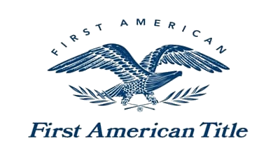 A logo for first american title with an eagle and laurel wreath