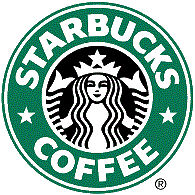 A starbucks coffee logo with a woman in a crown on it.