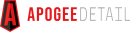 Red "A" inside a black shield, "APOGEE" in red, and "DETAIL" in gray.