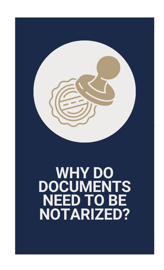 Blue background with a notary stamp icon and the text: 