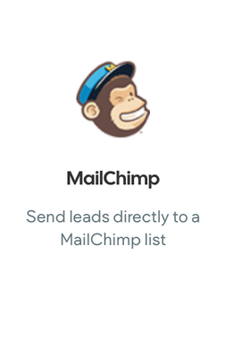 A picture of a monkey wearing a hat with the words mailchimp send leads directly to a mailchimp list