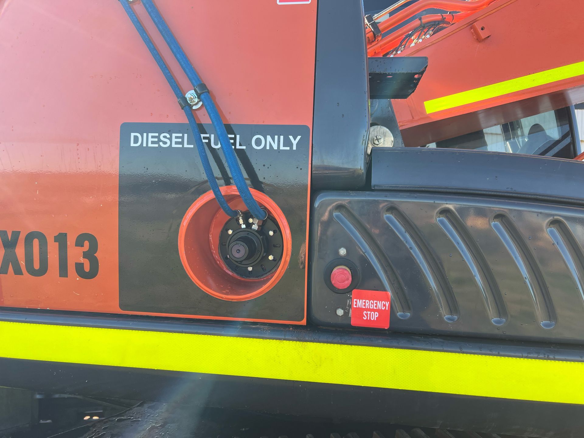 Close-up of a diesel fuel tank labeled