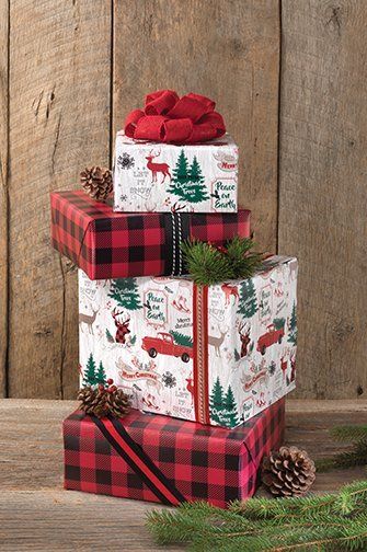 lodge design gift wrap set