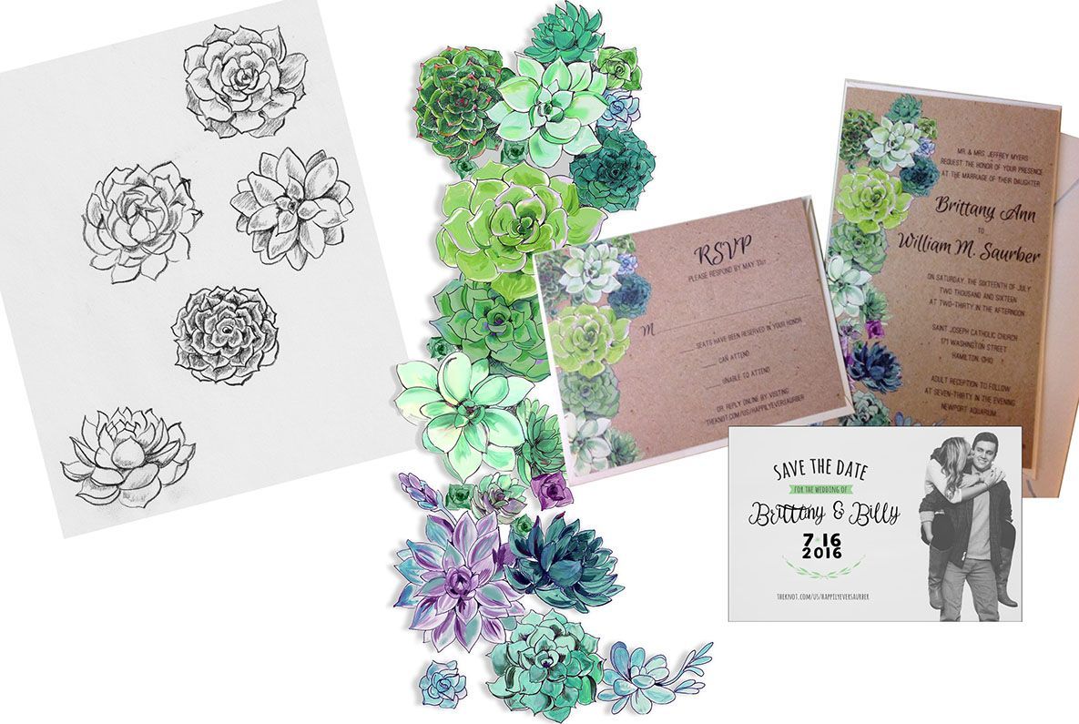 succulent invite set