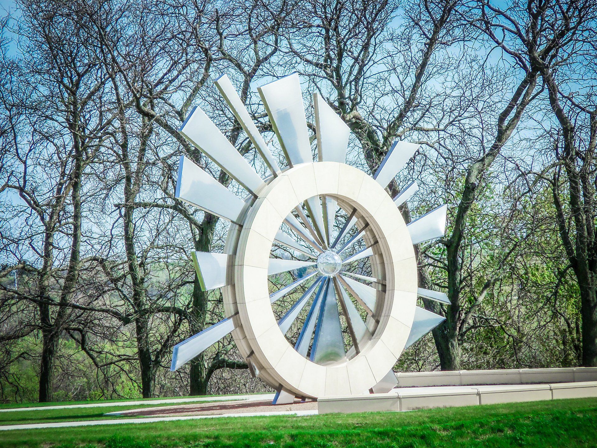 polished stainless steel shard sculpture shattering silence ornamental architectural