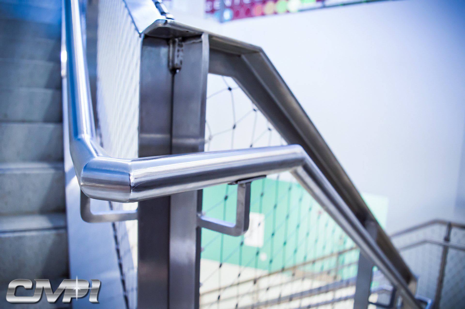 polished stainless steel tempered glass panel stairway guardrail floating button mount