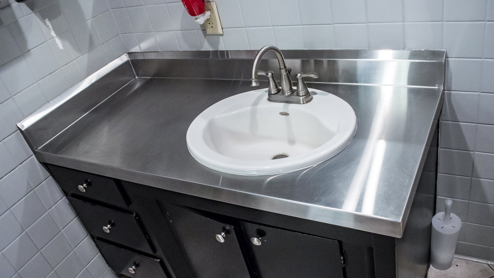 custom polished stainless steel countertop