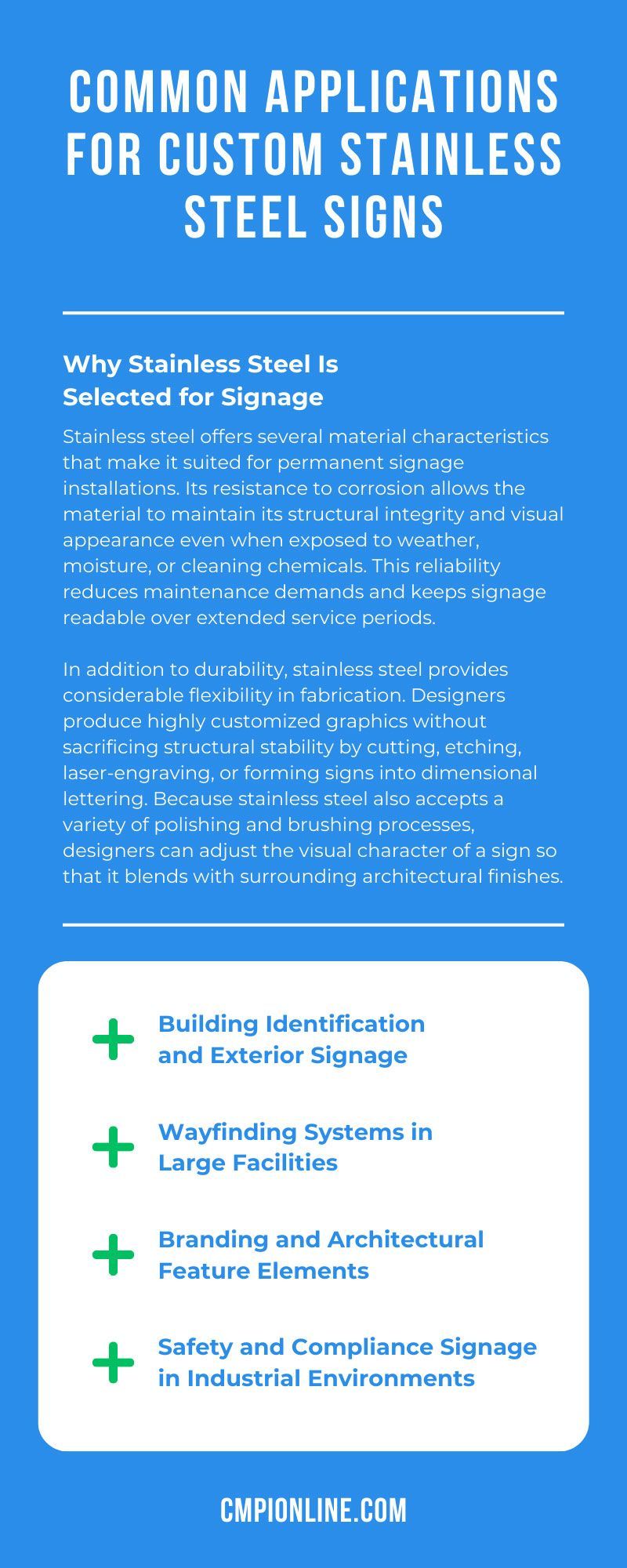 Common Applications for Custom Stainless Steel Signs