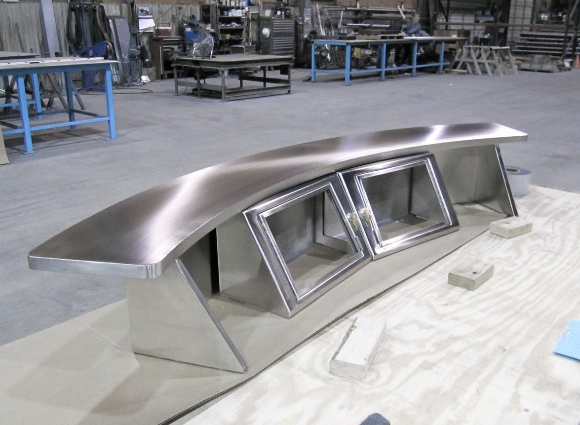 custom polished stainless steel cabinet ornamental fabrication