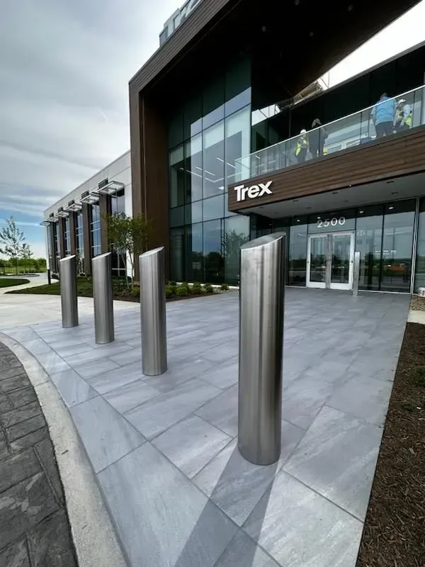 polished stainless steel fixed bollard flat cap