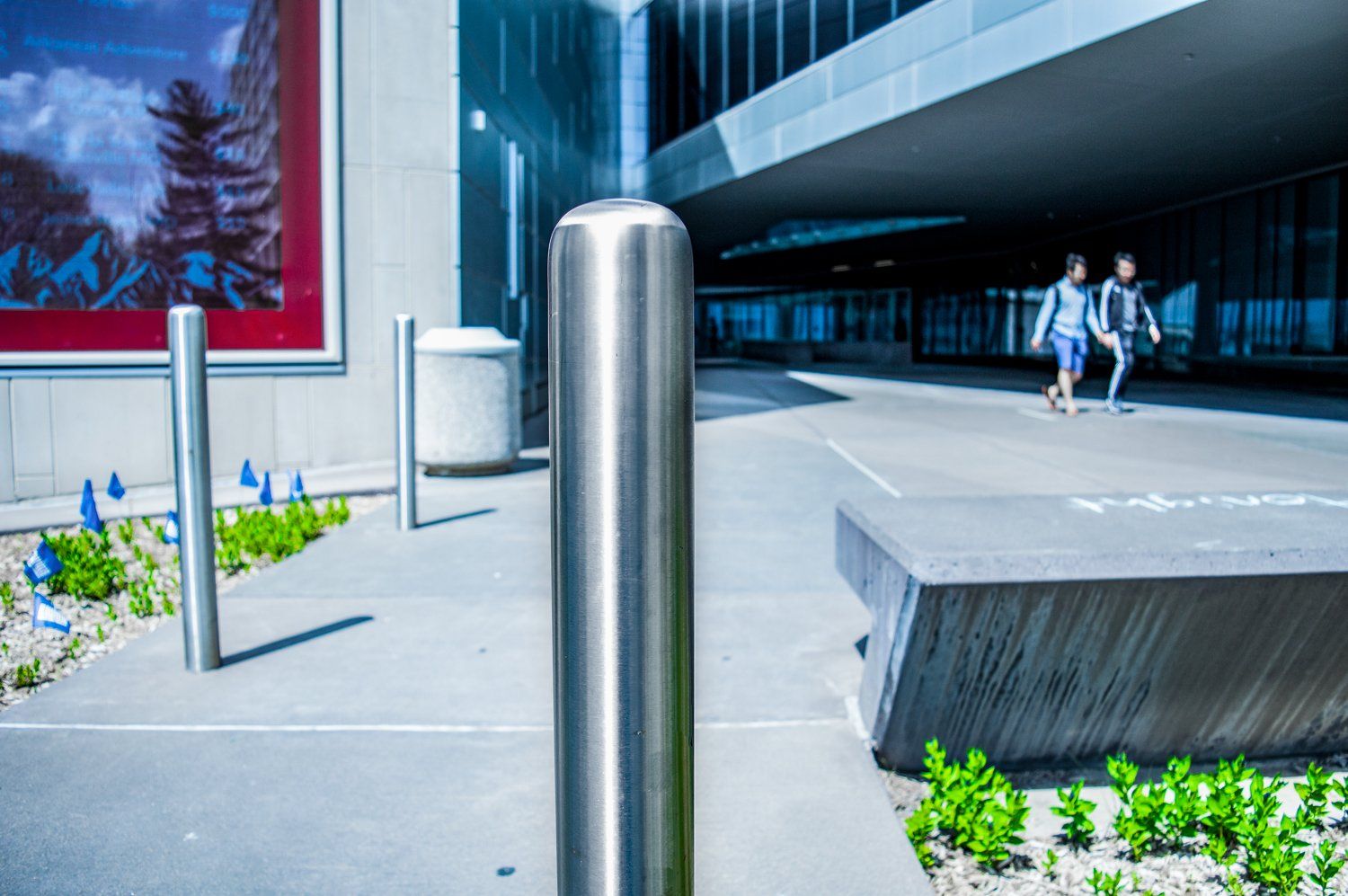 custom stainless steel fixed in place bollard