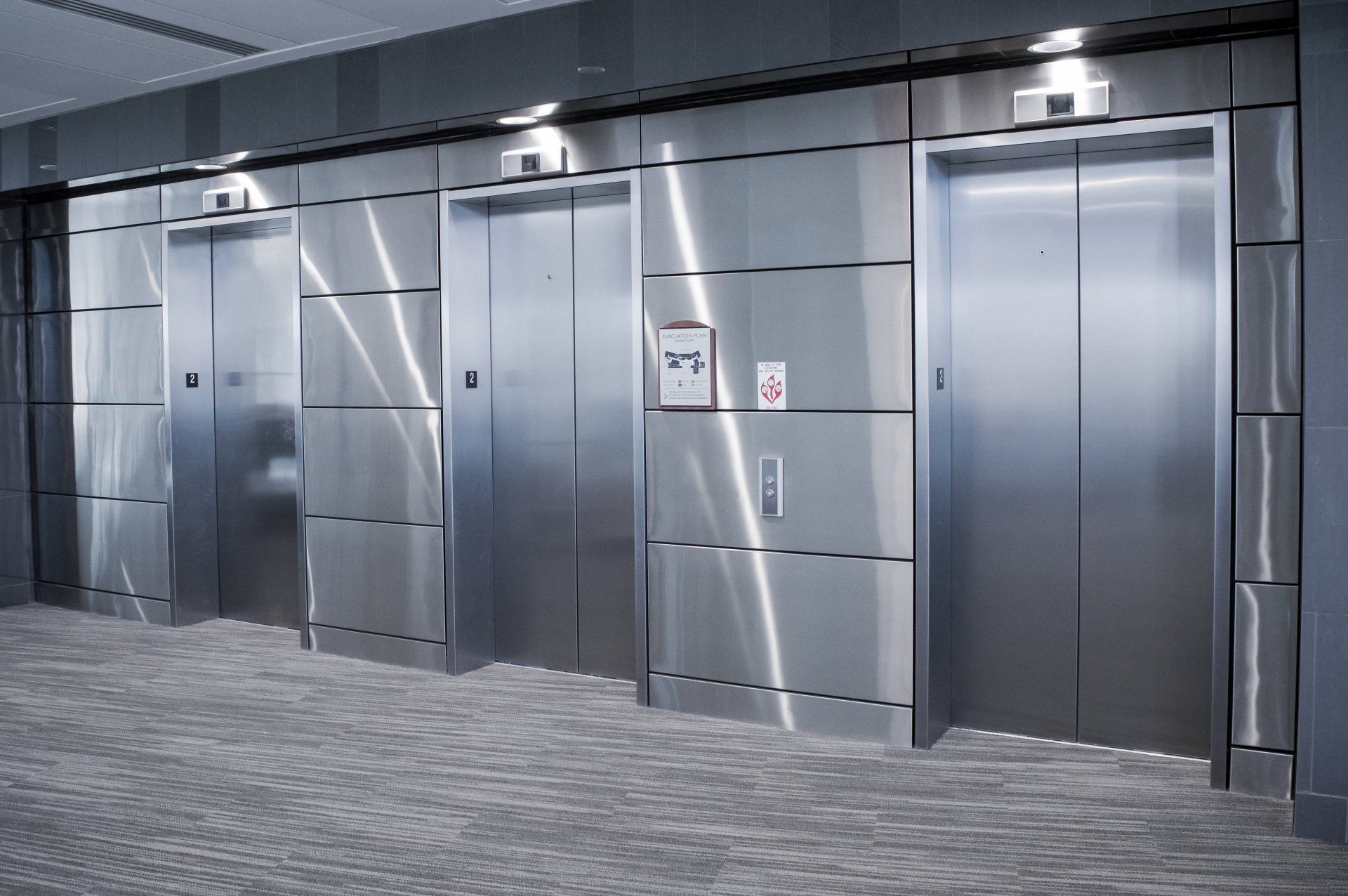 polished stainless steel wall cladding elevator
