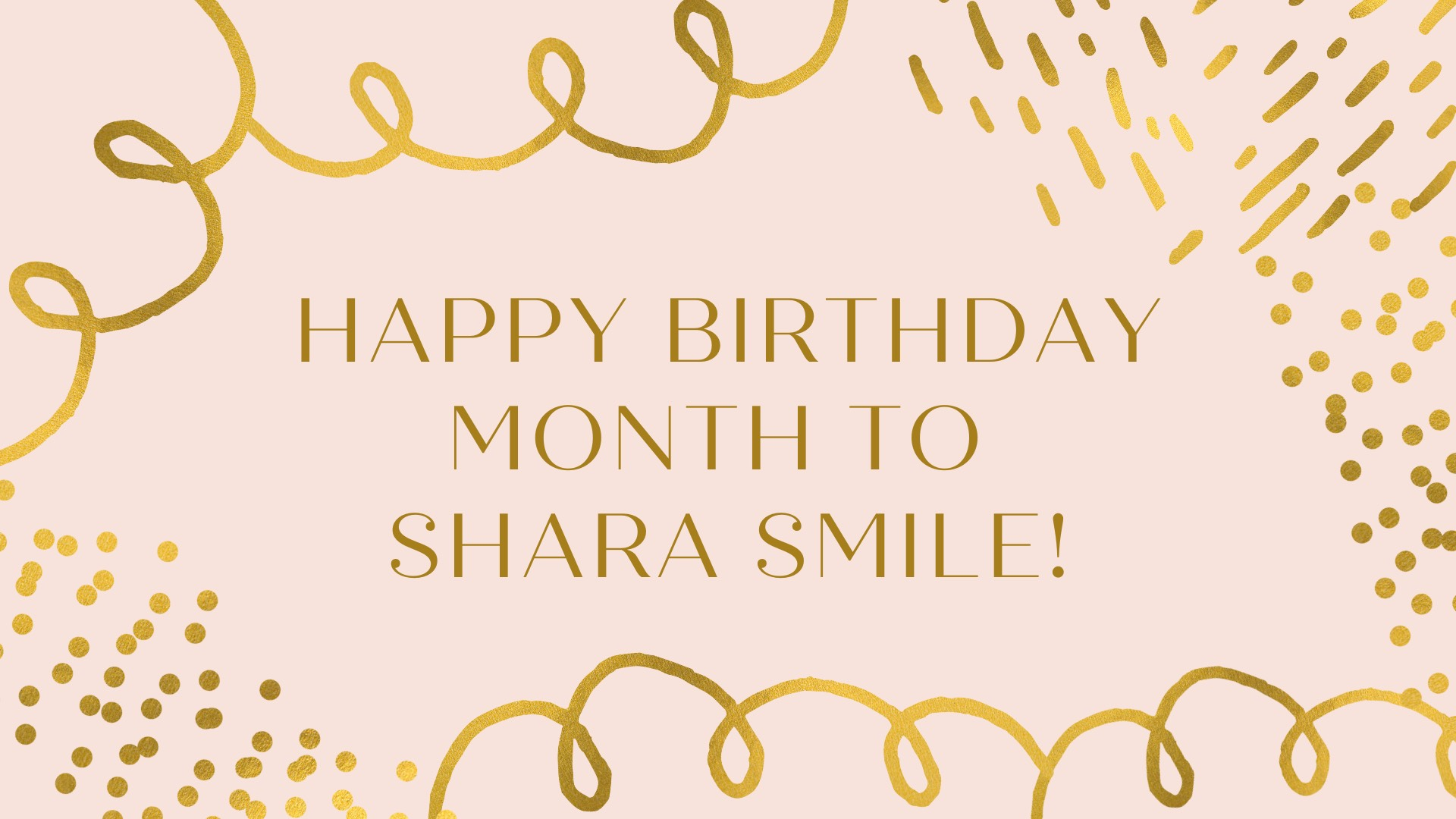 Pink birthday card with gold accents, text 