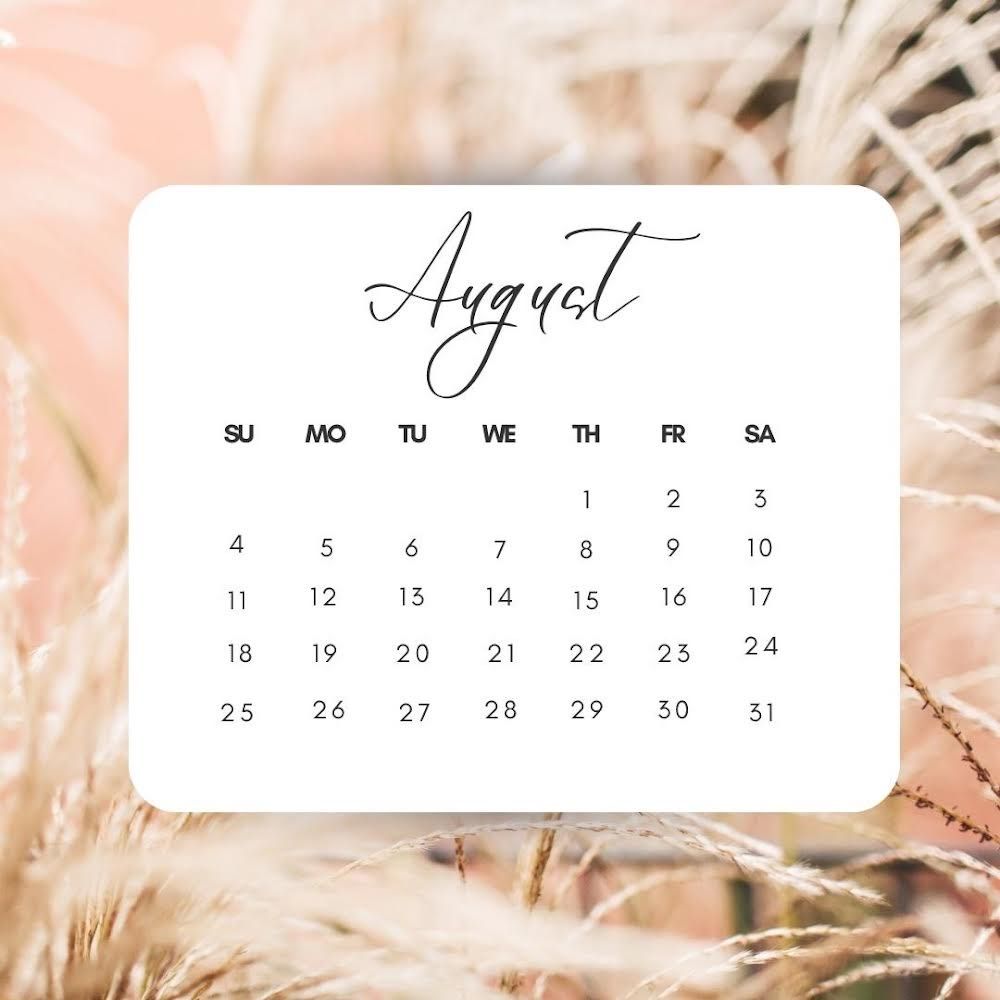 August 2024 Calendar — Franklin, TN — Shara Smile