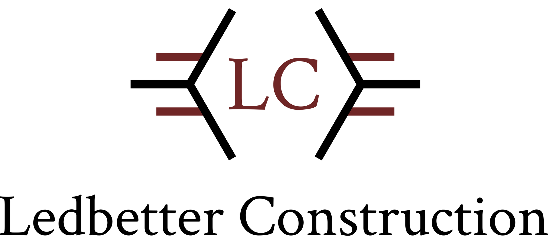 Ledbetter Construction logo with LC initials in red and black