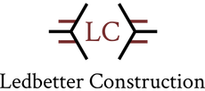 Ledbetter Construction logo with LC initials in red and black