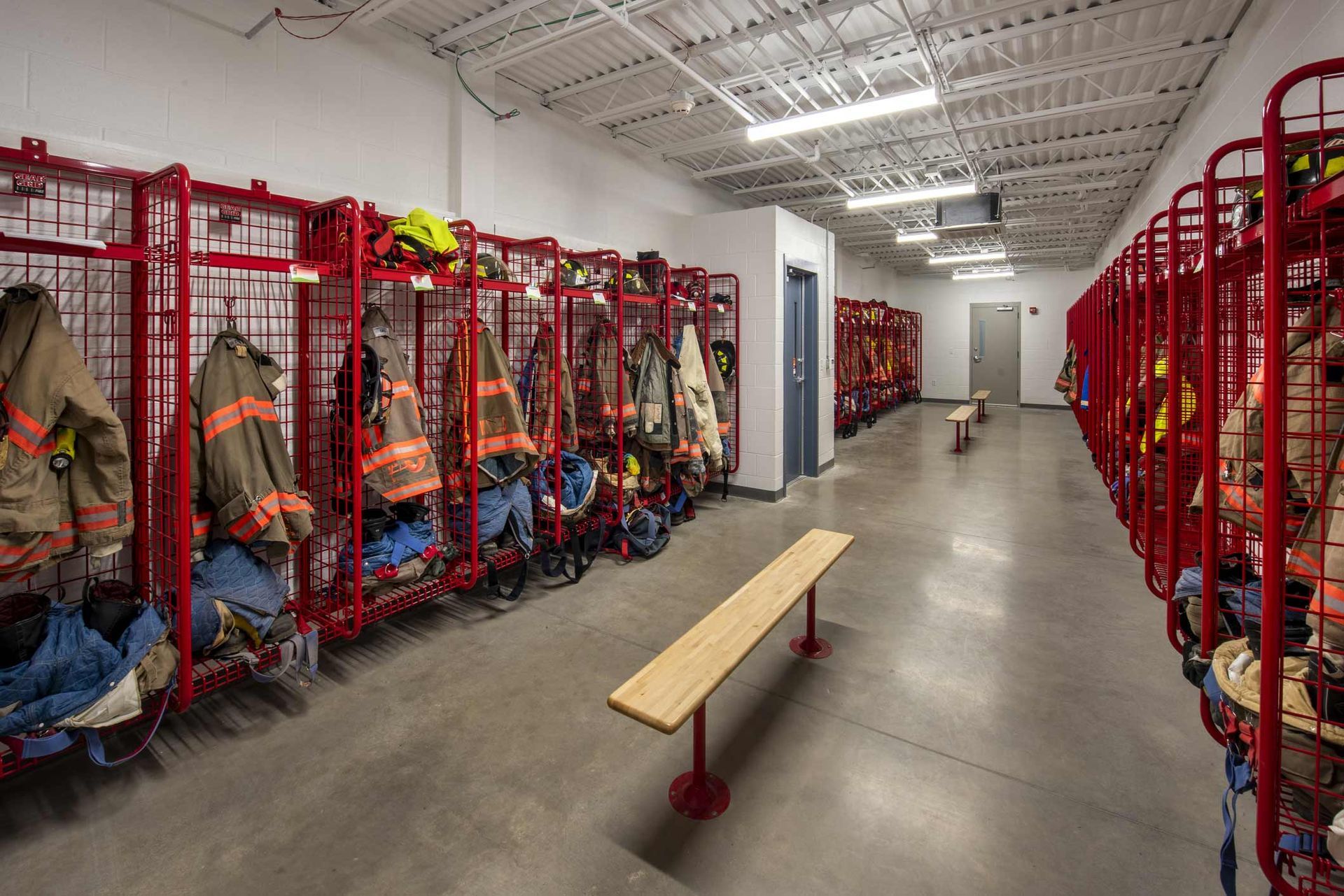 Fireman's Gear In Station Locker Room