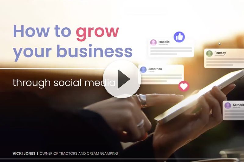 A person is using a tablet to grow their business through social media.