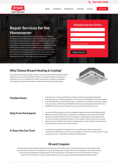 Bryant HVAC Website Design 1