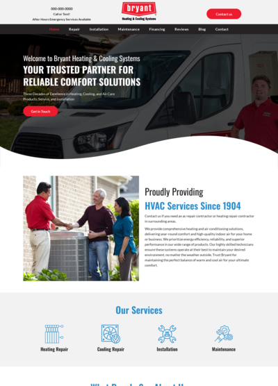 Bryant HVAC Website Design 2