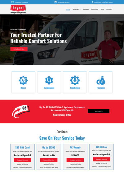Bryant HVAC Website Design 3