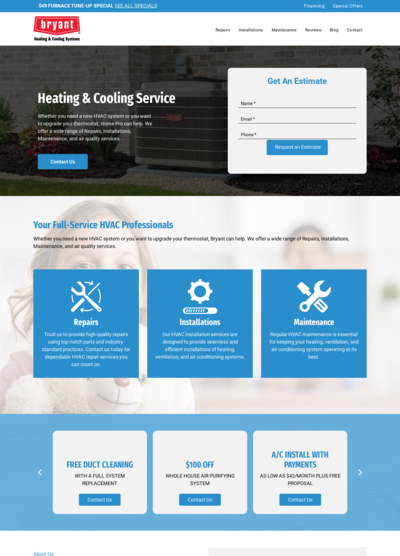 Bryant HVAC Website Design 5