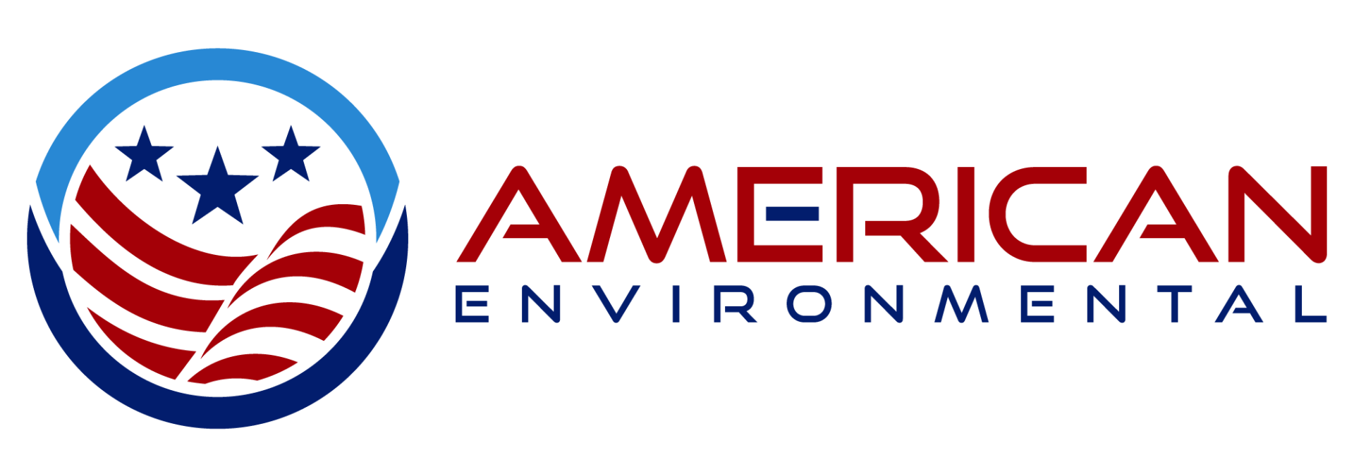 The logo for american environmental shows an american flag in a circle.