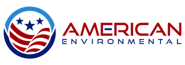 American Environmental logo with red and blue striped globe icon and blue text