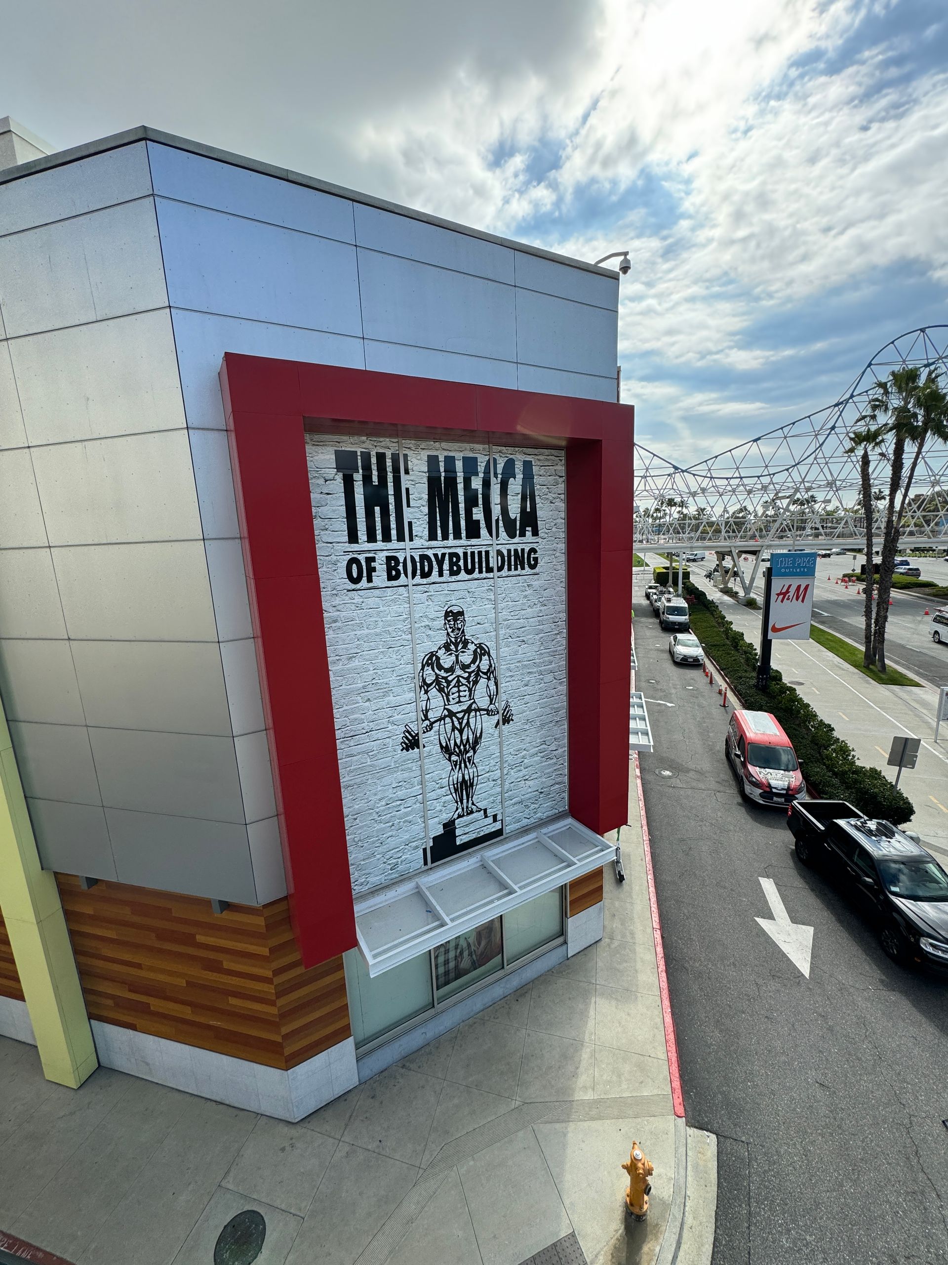 An aerial view of a building with the word the on it