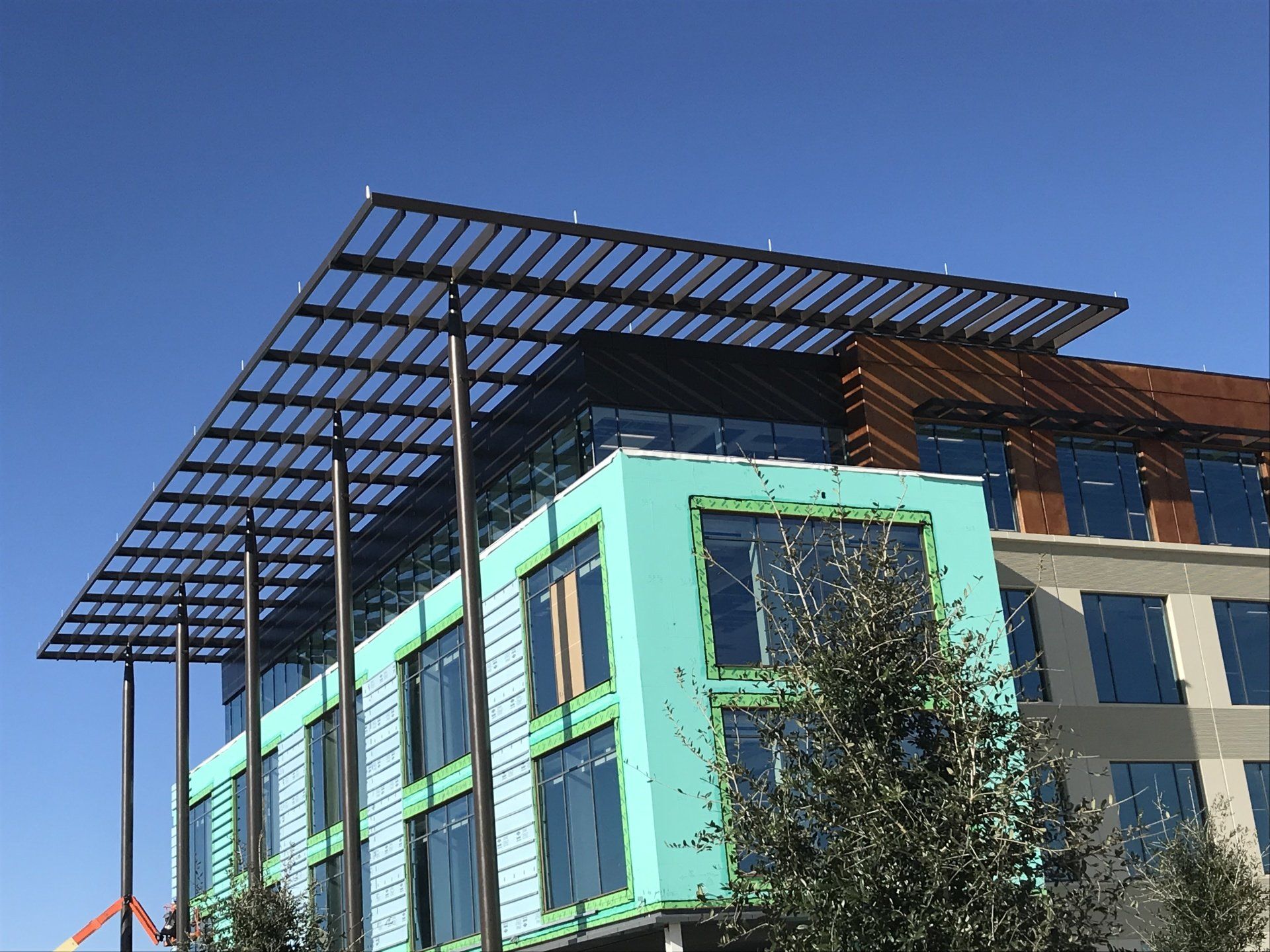 A large building with a canopy over the top of it