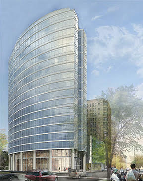 An artist 's impression of a tall building with a lot of windows