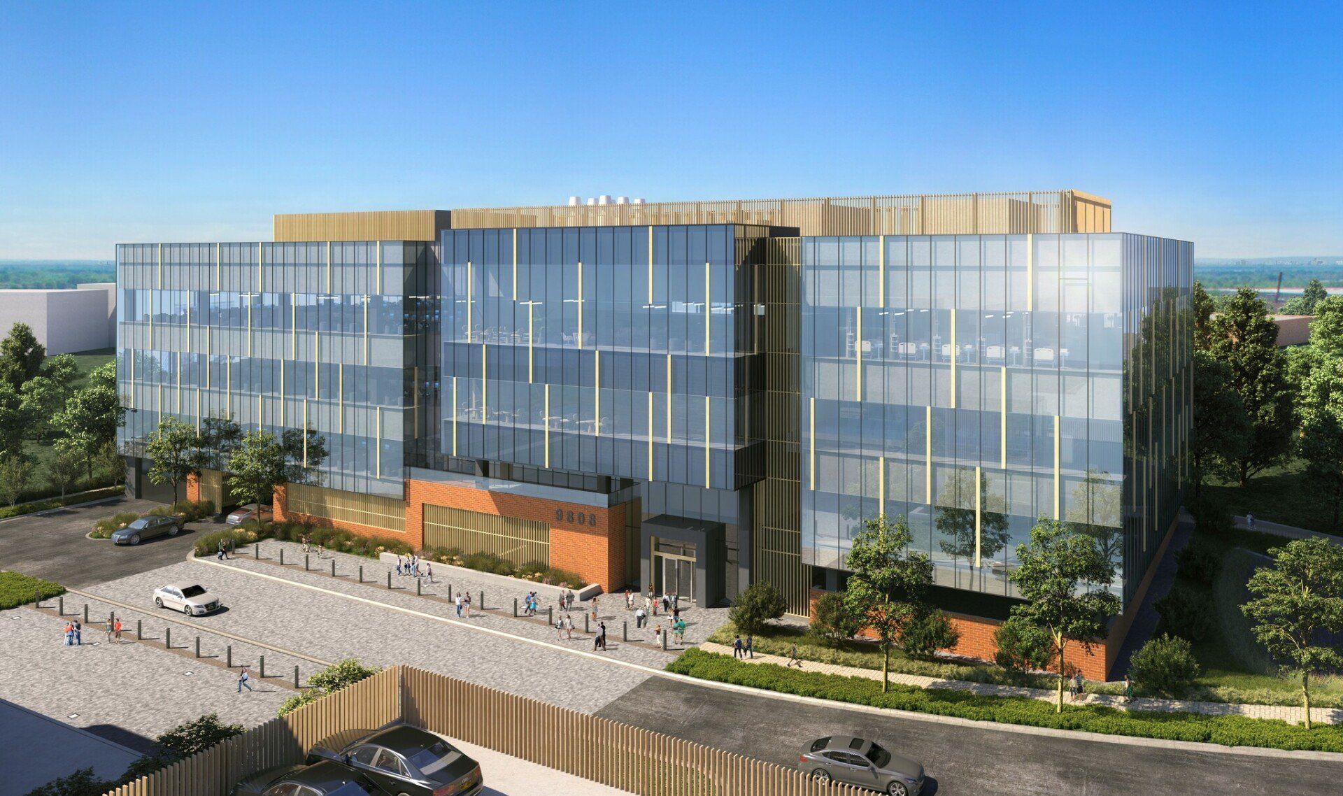 An artist 's impression of a large building with a lot of windows