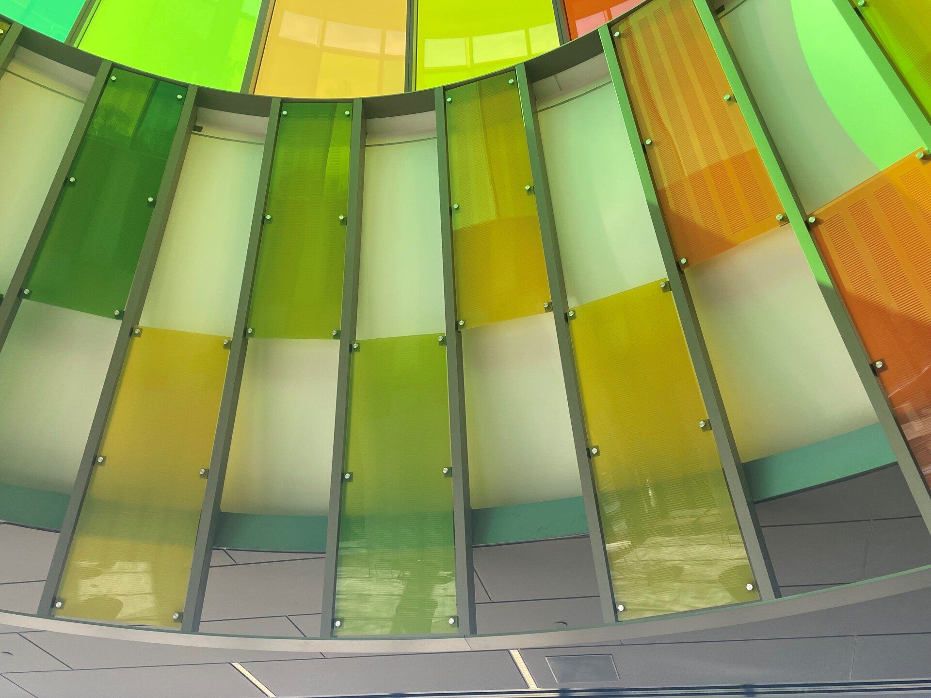 A building with a rainbow of colors on it