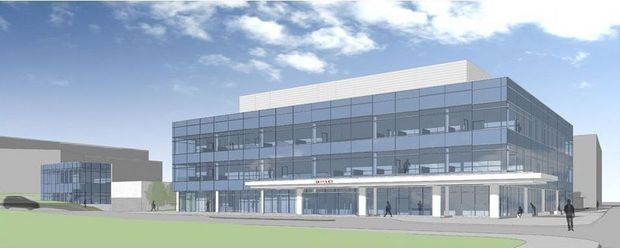 An artist 's impression of a large building with a lot of windows.