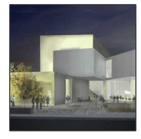 An artist 's impression of a building at night