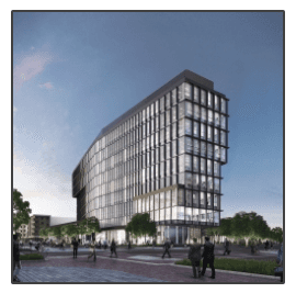 An artist 's impression of a large building with lots of windows