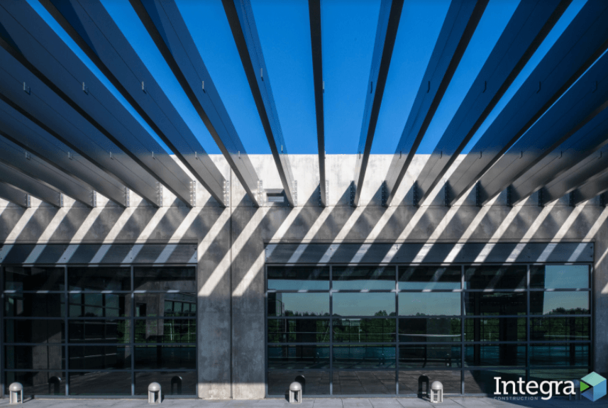 A building with the word integra on the bottom right