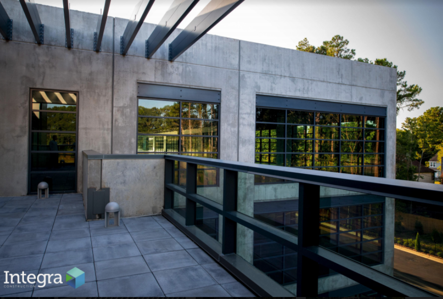 A large building with the word integra on the bottom