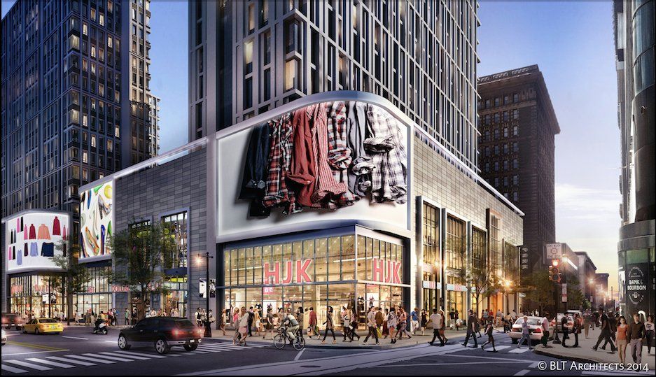 An artist 's impression of a new york city street scene