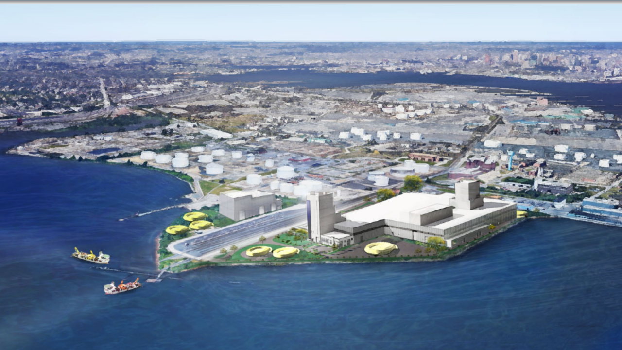 An artist 's impression of a large building with a lot of windows.