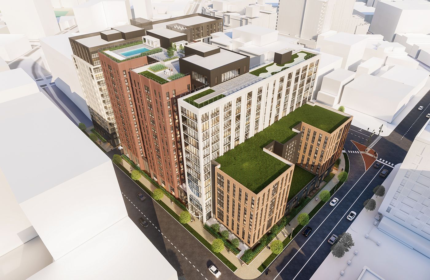 An artist 's impression of a large building with a lot of windows.