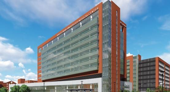 An artist 's impression of a large brick building with a lot of windows