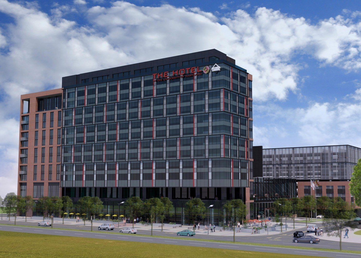 An artist 's impression of a large building with a lot of windows.