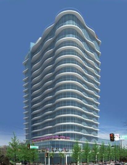 An artist 's impression of a tall building with a lot of windows